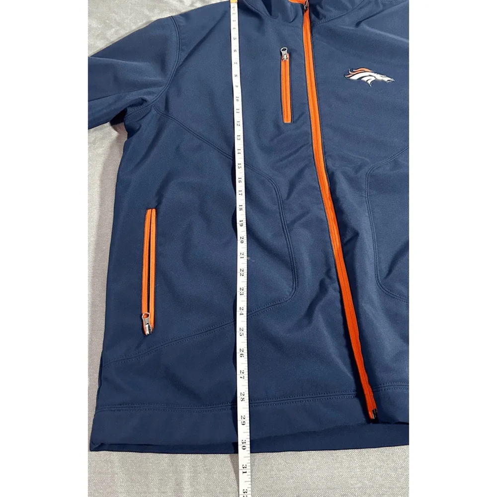 Denver Broncos NFL Full Zip Soft Shell Blue & Orange Embroidered Jacket Sz L - Picture 10 of 11
